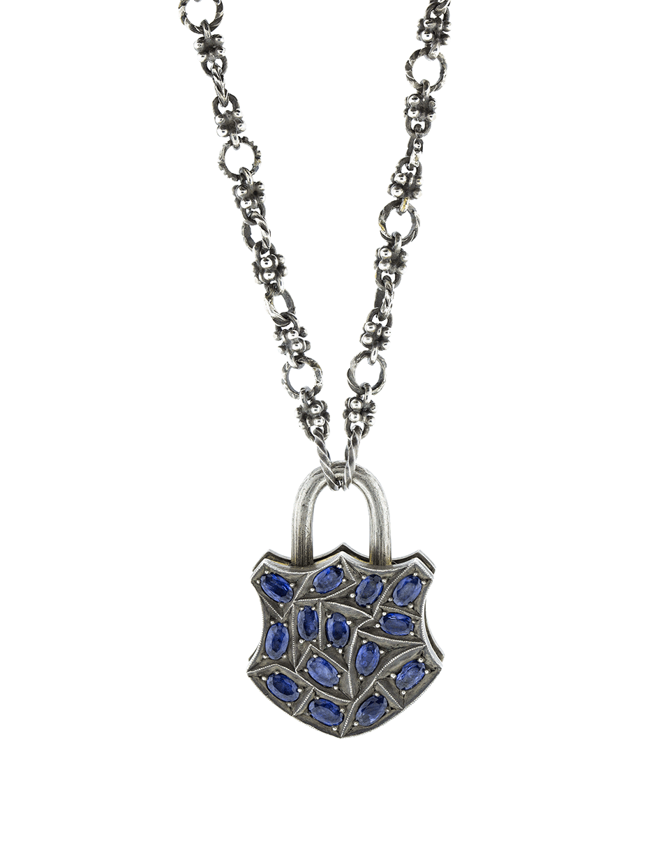 SEVAN BICAKCI-Large Blue Sapphire Lock Pendant-YELLOW GOLD