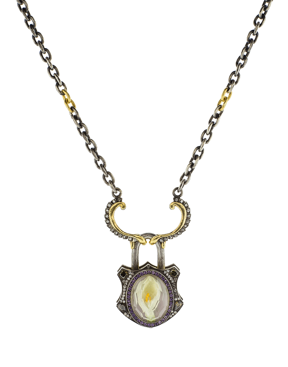 SEVAN BICAKCI-Large Carved Calla Lily Lock Pendant-YELLOW GOLD