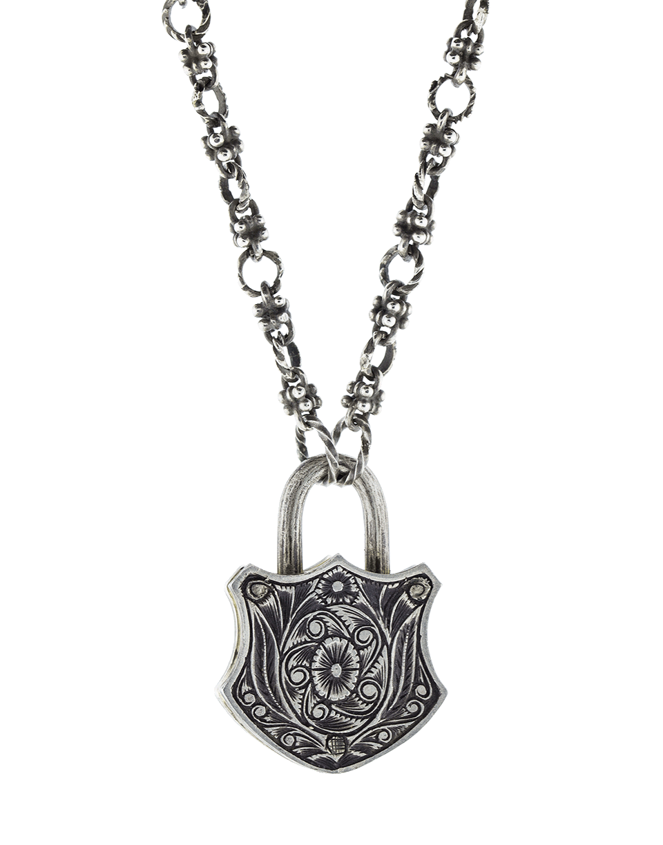 SEVAN BICAKCI-Large Carved Calla Lily Lock Pendant-YELLOW GOLD