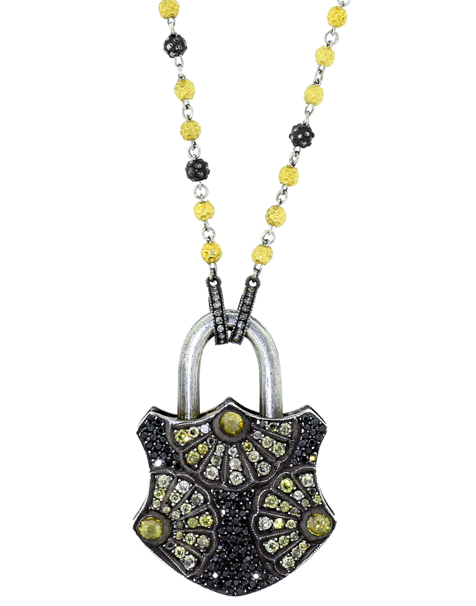SEVAN BICAKCI-Large Fan Motif Lock Pendant-YELLOW GOLD