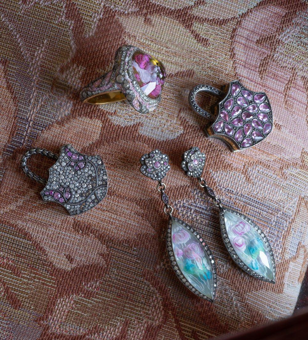 SEVAN BICAKCI-Large Pink Sapphire Padlock Pendant-YELLOW GOLD
