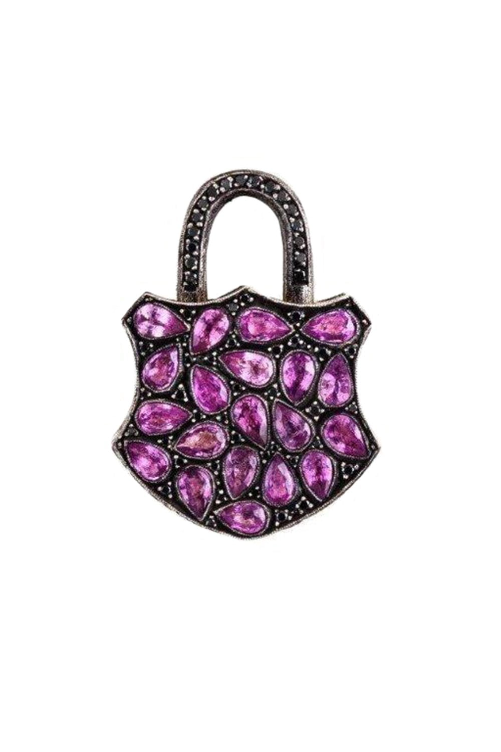 SEVAN BICAKCI-Large Pink Sapphire Padlock Pendant-YELLOW GOLD