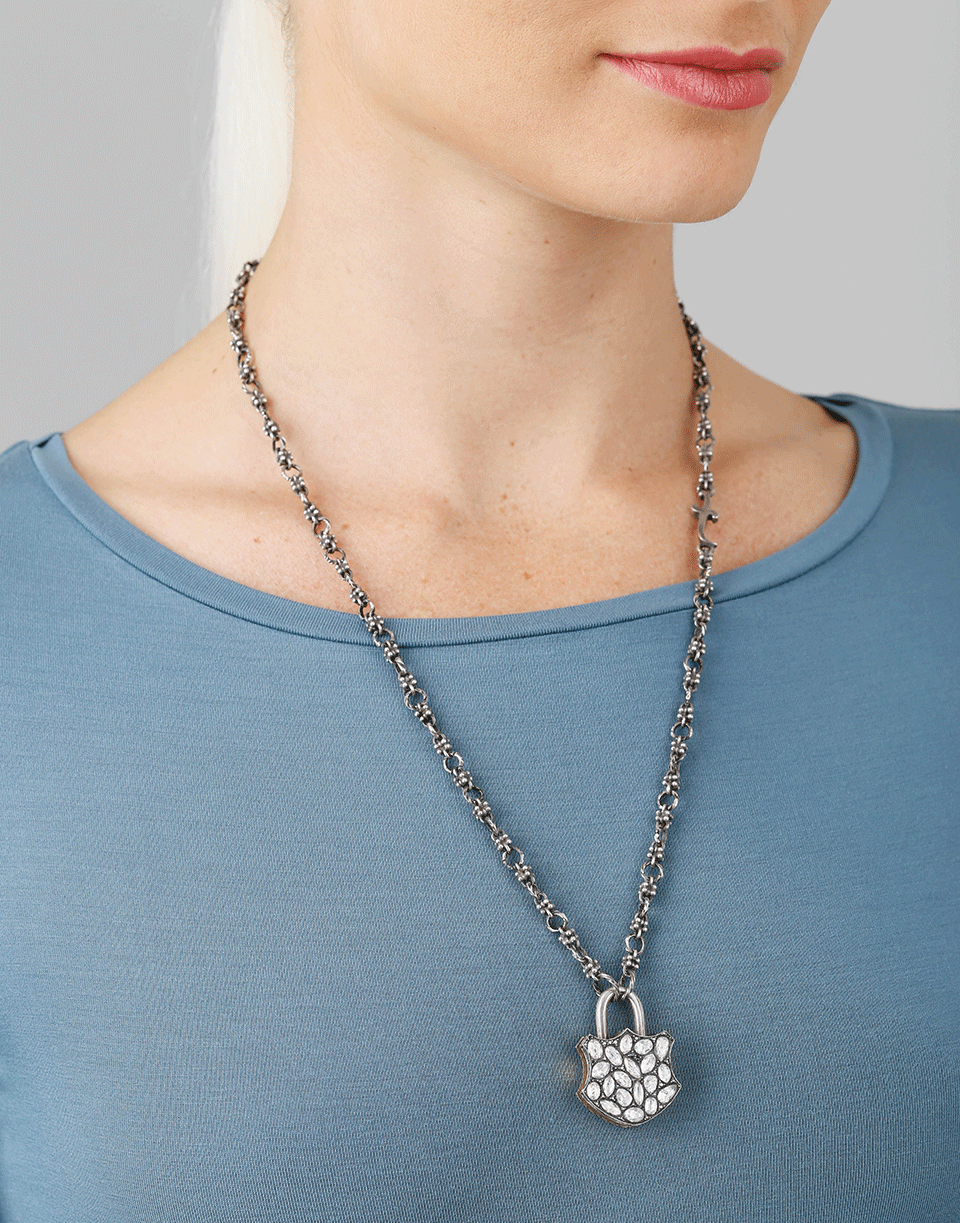 SEVAN BICAKCI-Large Rose Diamond Lock Pendant-YELLOW GOLD