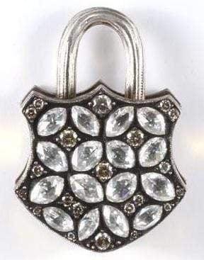 SEVAN BICAKCI-Large Shield White Diamond Padlock-YELLOW GOLD