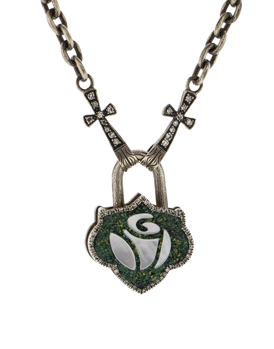 SEVAN BICAKCI-Mother Of Pearl And Diamond Rose Padlock-YELLOW GOLD
