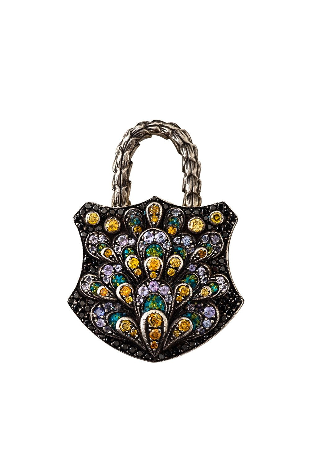SEVAN BICAKCI-Peacock Feather Padlock Pendant-YELLOW GOLD