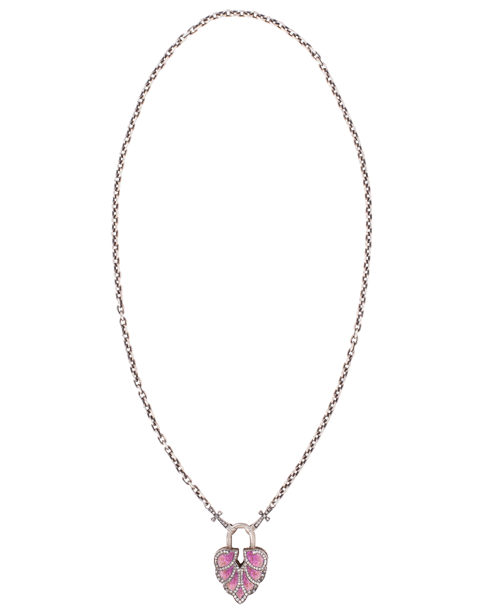 SEVAN BICAKCI-Pink Ombre Micro Mosaic Aspen Leaf Lock-YELLOW GOLD
