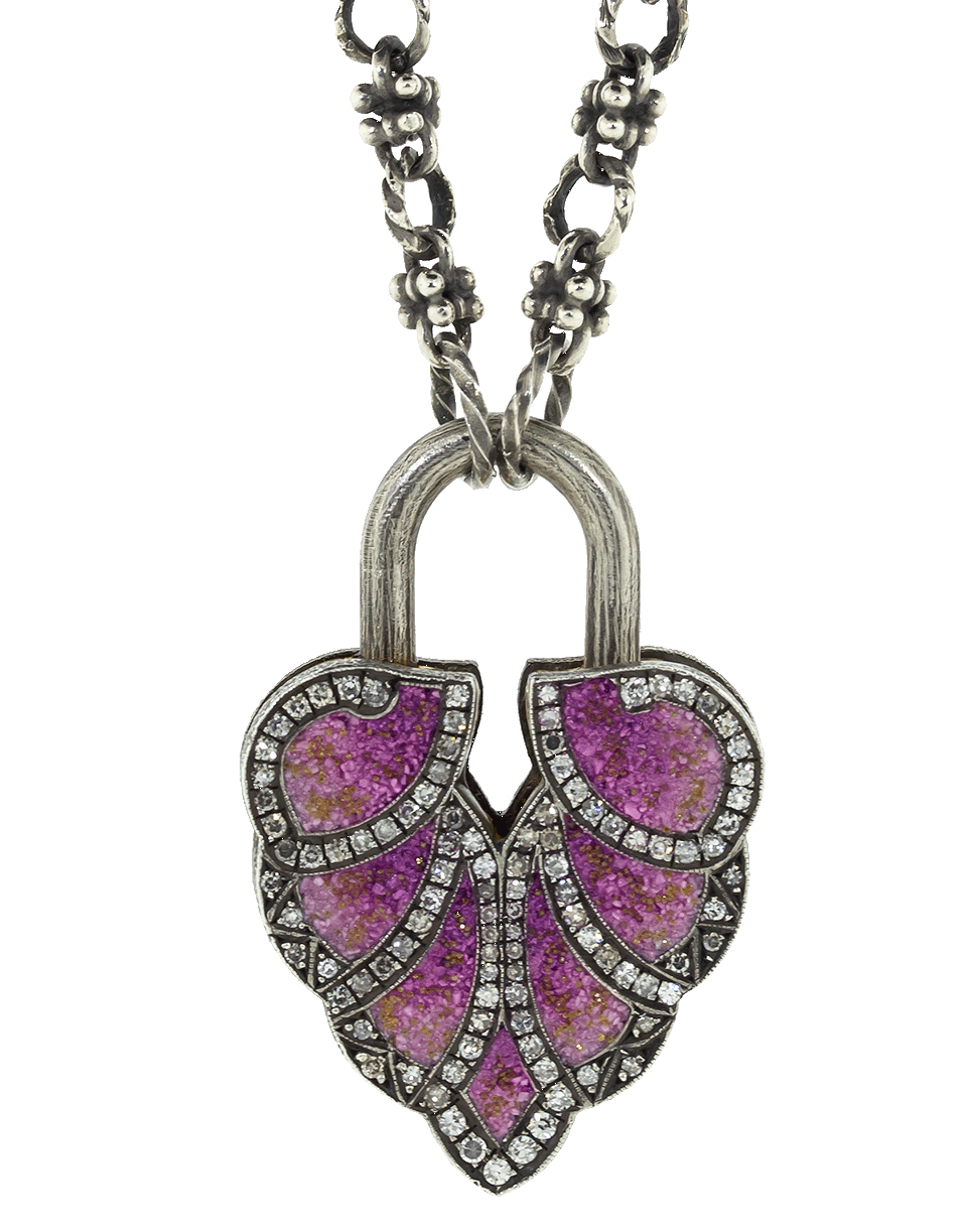 SEVAN BICAKCI-Pink Ombre Micro Mosaic Aspen Leaf Lock-YELLOW GOLD