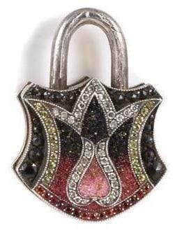 SEVAN BICAKCI-Red Ombre Micro Mosaic Padlock-YELLOW GOLD