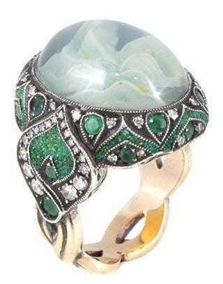 SEVAN BICAKCI-Carved Moonstone Calla Lily Ring-ROSE GOLD