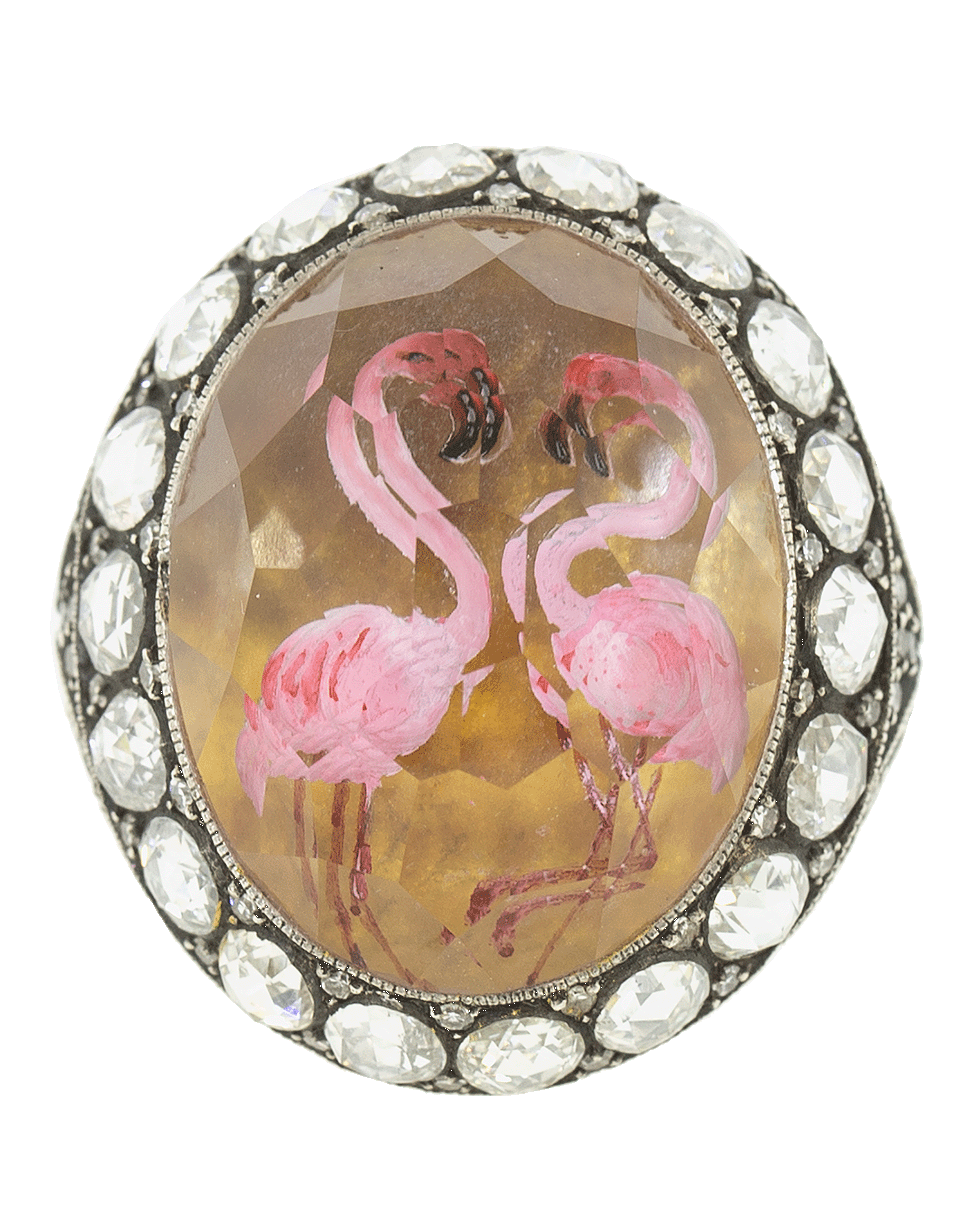 SEVAN BICAKCI-Carved Amethyst Flamingo Ring-YELLOW GOLD