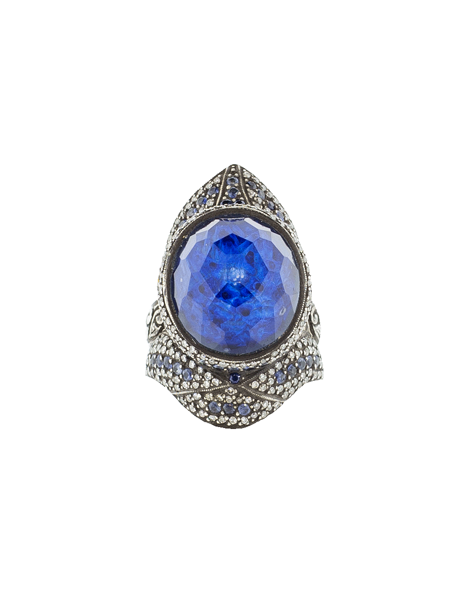 SEVAN BICAKCI-Carved Lotus Flower Ring In Rock Quartz-YELLOW GOLD