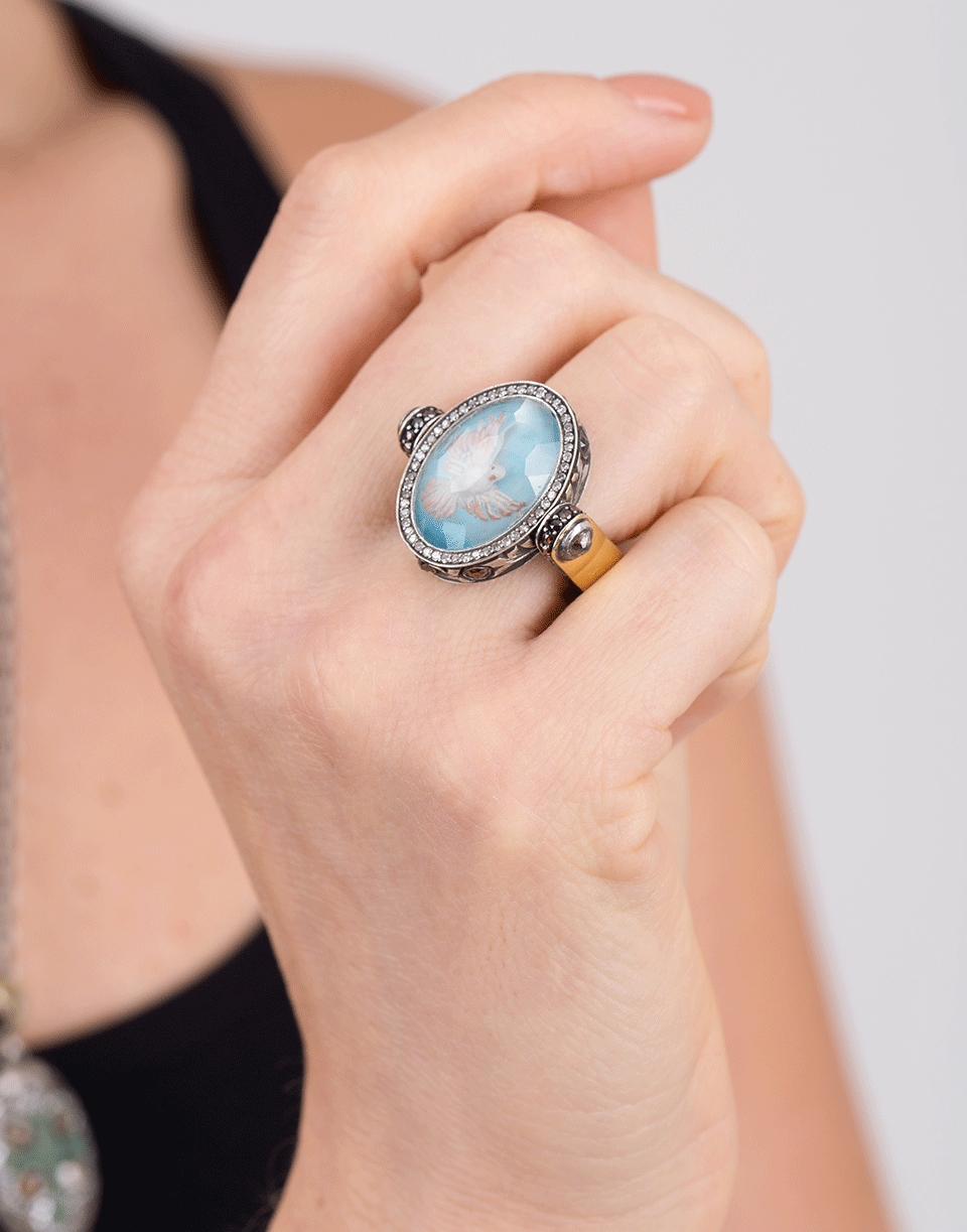 SEVAN BICAKCI-Flying Dove Flip Ring-YELLOW GOLD