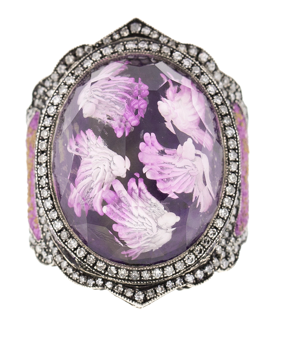 SEVAN BICAKCI-Lavender Birds In Flight Ring-YELLOW GOLD