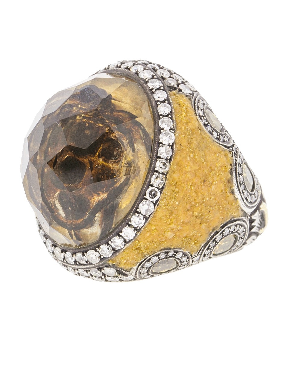 SEVAN BICAKCI-Carved Citrine Sea Turtle Diamond Ring-YELLOW GOLD