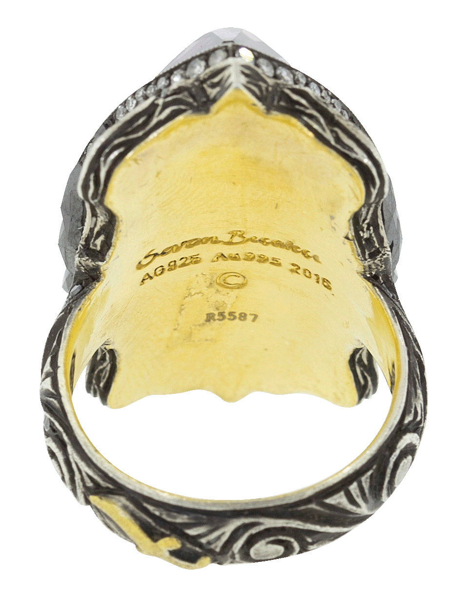SEVAN BICAKCI-Carved Amethyst Dove In Flight Ring-YELLOW GOLD