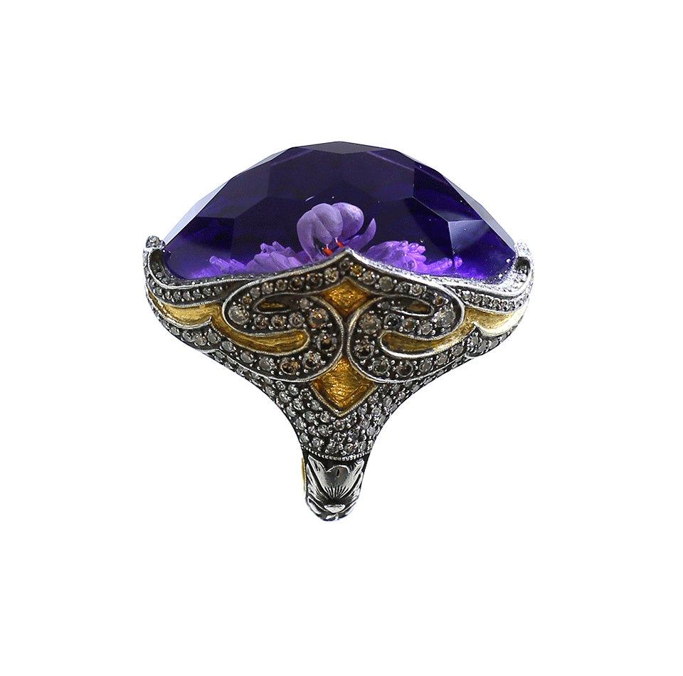 SEVAN BICAKCI-Carved Swans Ring-YELLOW GOLD