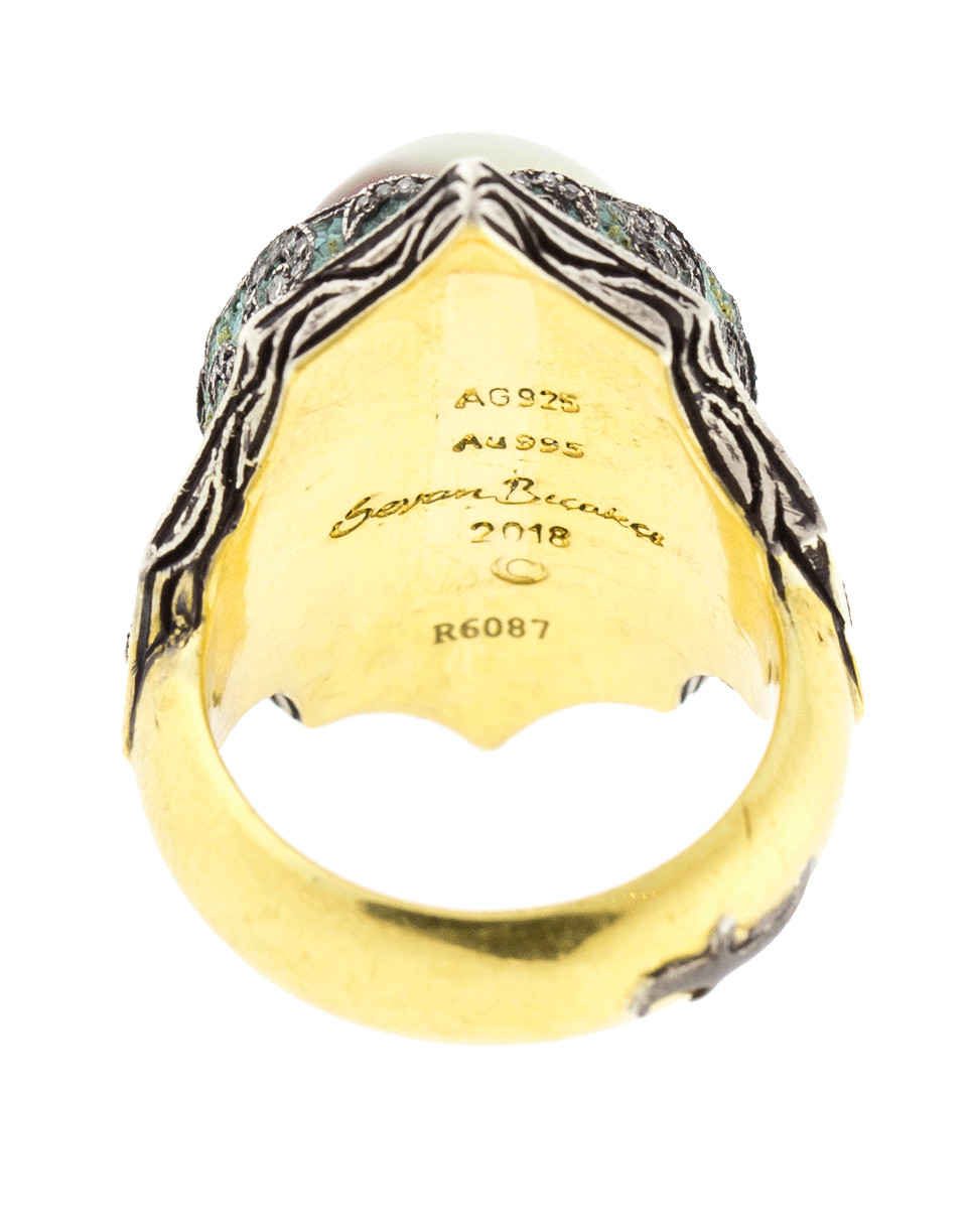 SEVAN BICAKCI-Moonstone Flower Garden Ring-YELLOW GOLD