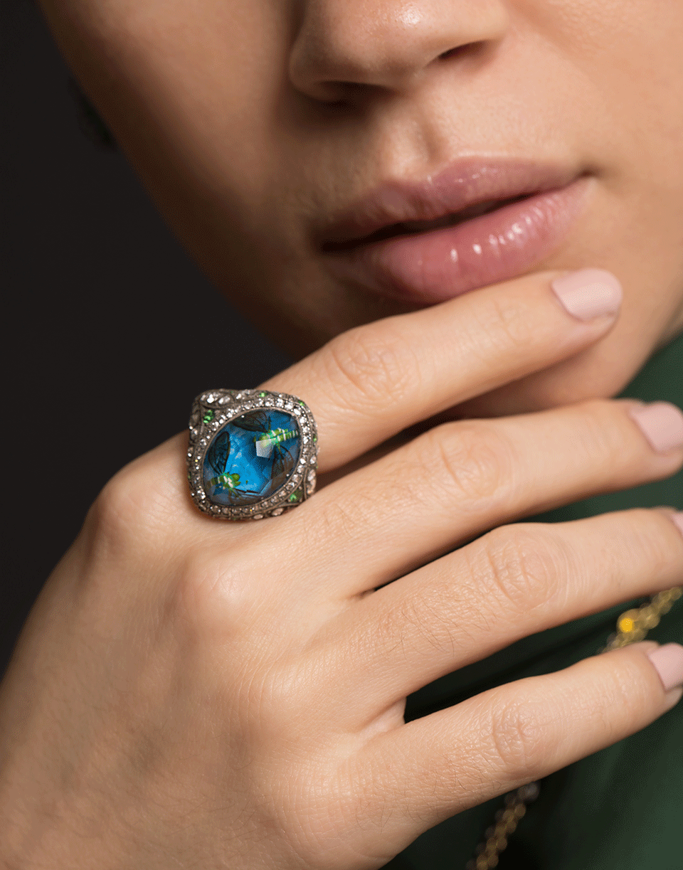 SEVAN BICAKCI-Carved Lemon Quartz Dragonfly Ring-YELLOW GOLD