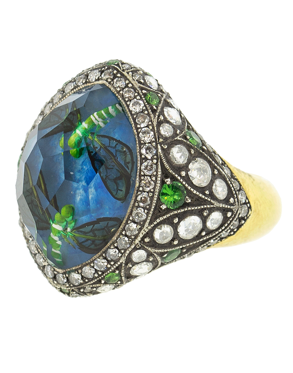 SEVAN BICAKCI-Carved Lemon Quartz Dragonfly Ring-YELLOW GOLD