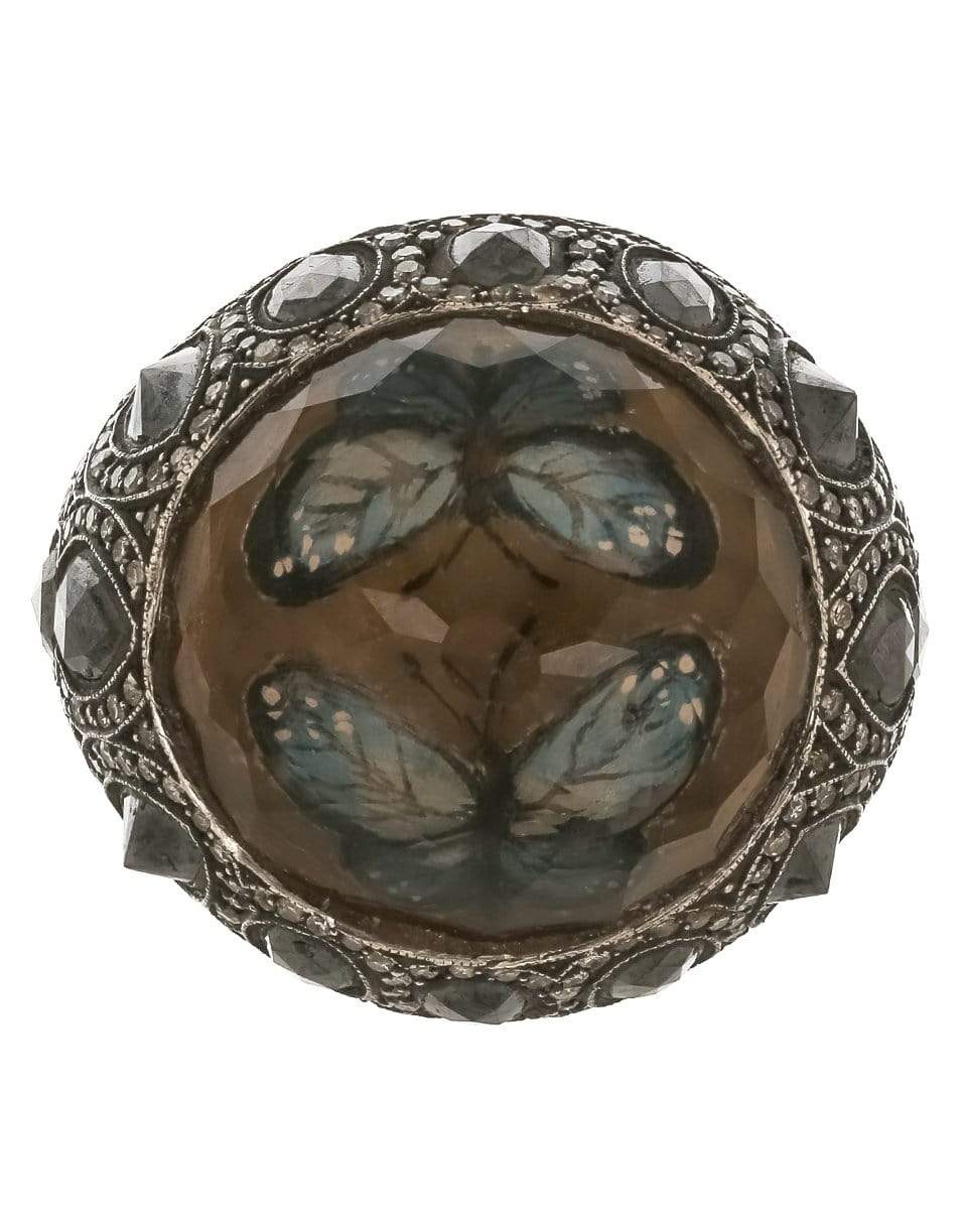 SEVAN BICAKCI-Black Diamond Carved Butterfly Ring-YELLOW GOLD