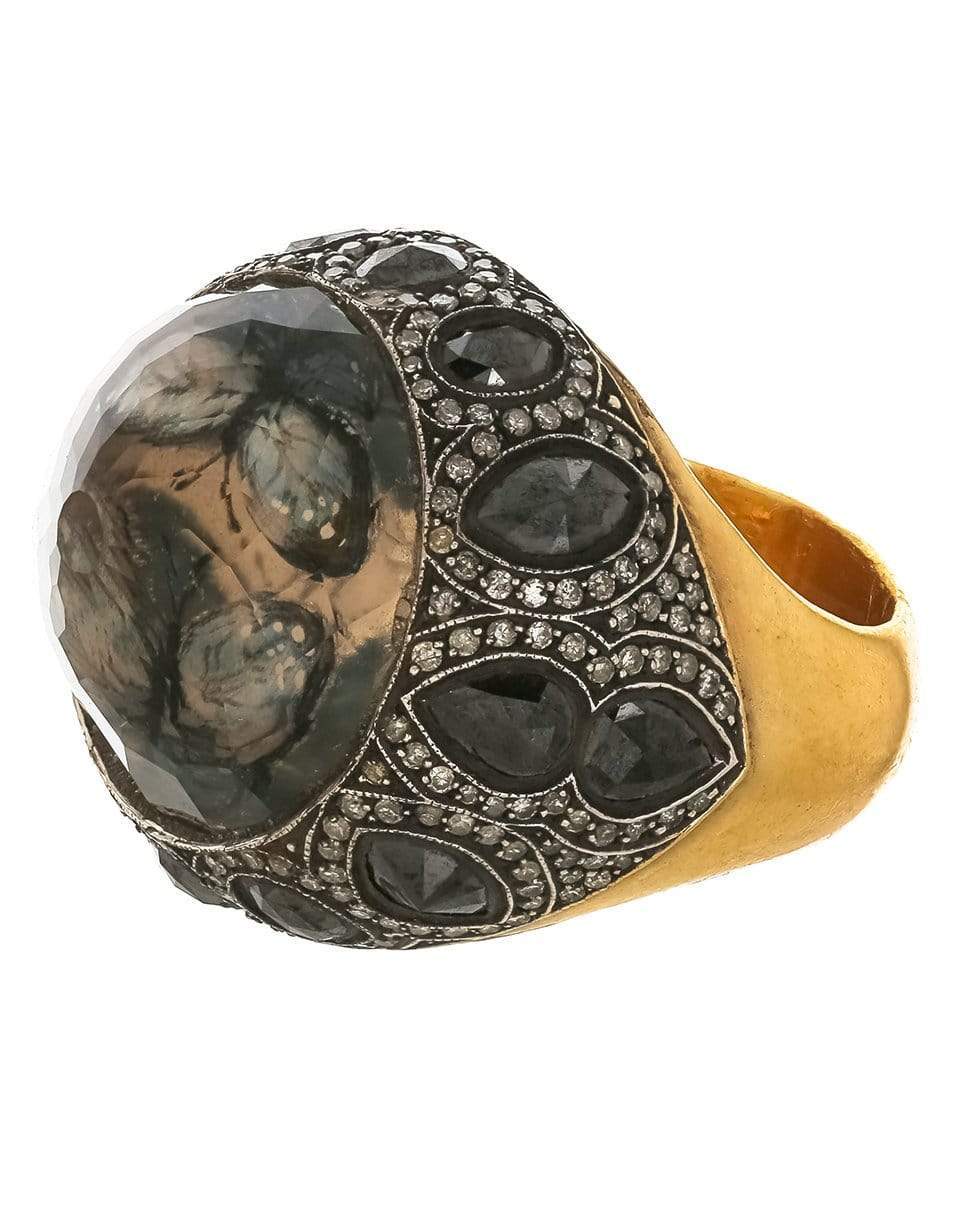 SEVAN BICAKCI-Black Diamond Carved Butterfly Ring-YELLOW GOLD