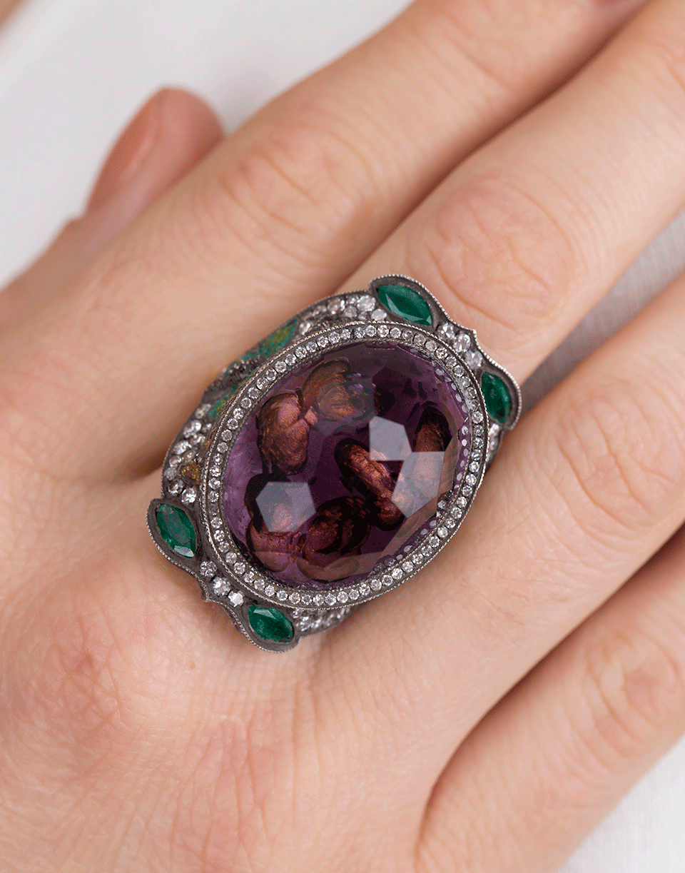 SEVAN BICAKCI-Butterfly Garden Amethyst Ring-YELLOW GOLD