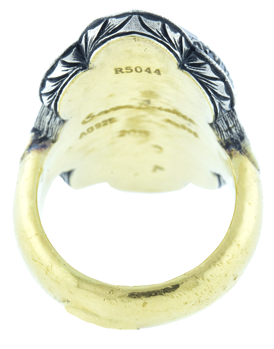 SEVAN BICAKCI-Carved Flower Ring-YELLOW GOLD