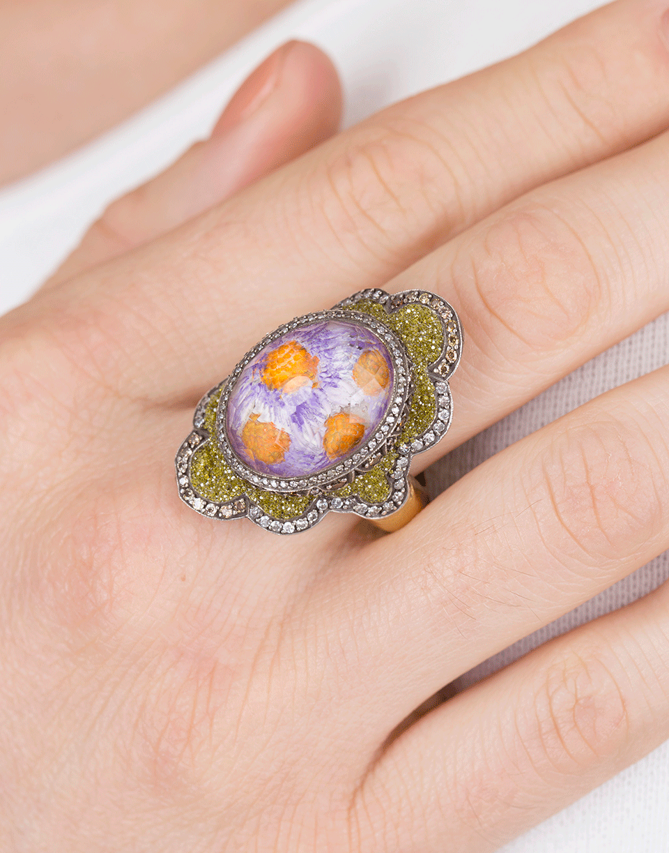 SEVAN BICAKCI-Carved Flower Ring-YELLOW GOLD