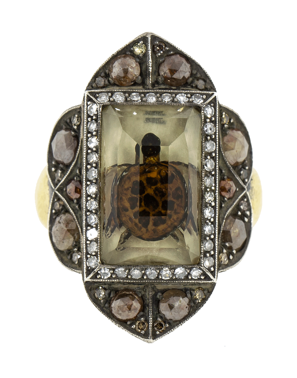 SEVAN BICAKCI-Carved Lemon Topaz Sea Turtle Ring-YELLOW GOLD