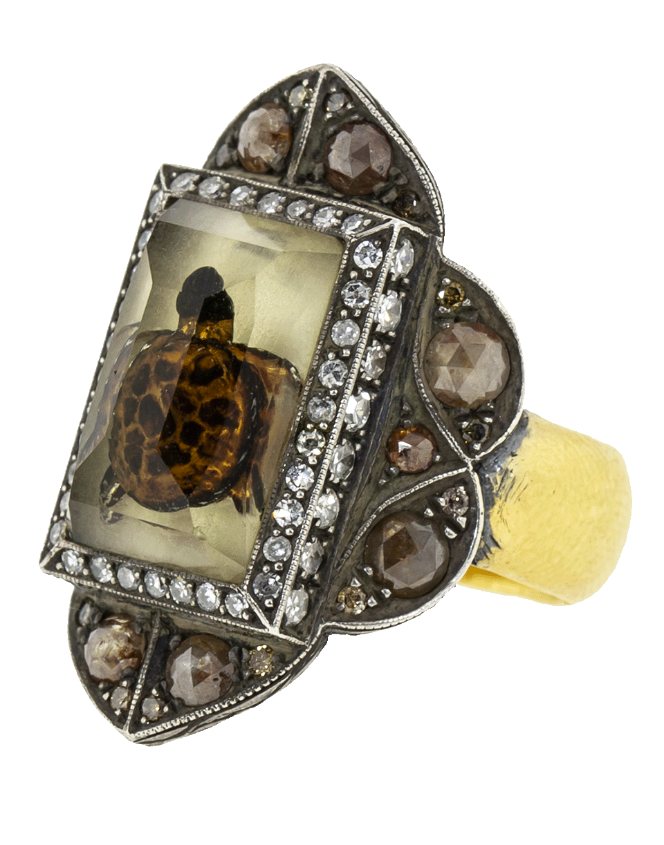 SEVAN BICAKCI-Carved Lemon Topaz Sea Turtle Ring-YELLOW GOLD