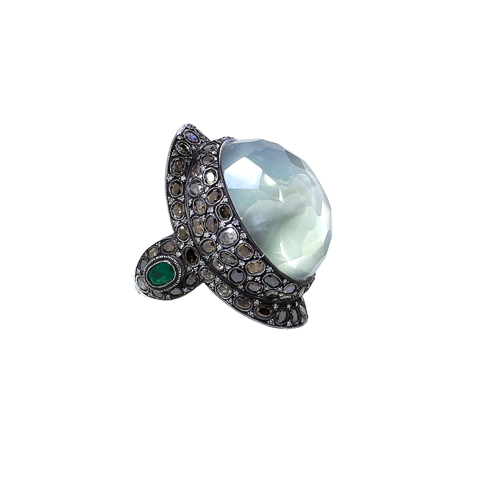SEVAN BICAKCI-Carved Love Birds Ring-YELLOW GOLD
