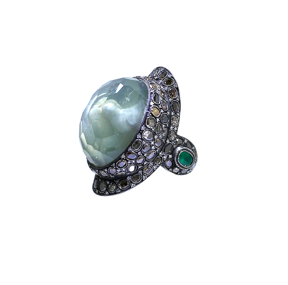 SEVAN BICAKCI-Carved Love Birds Ring-YELLOW GOLD