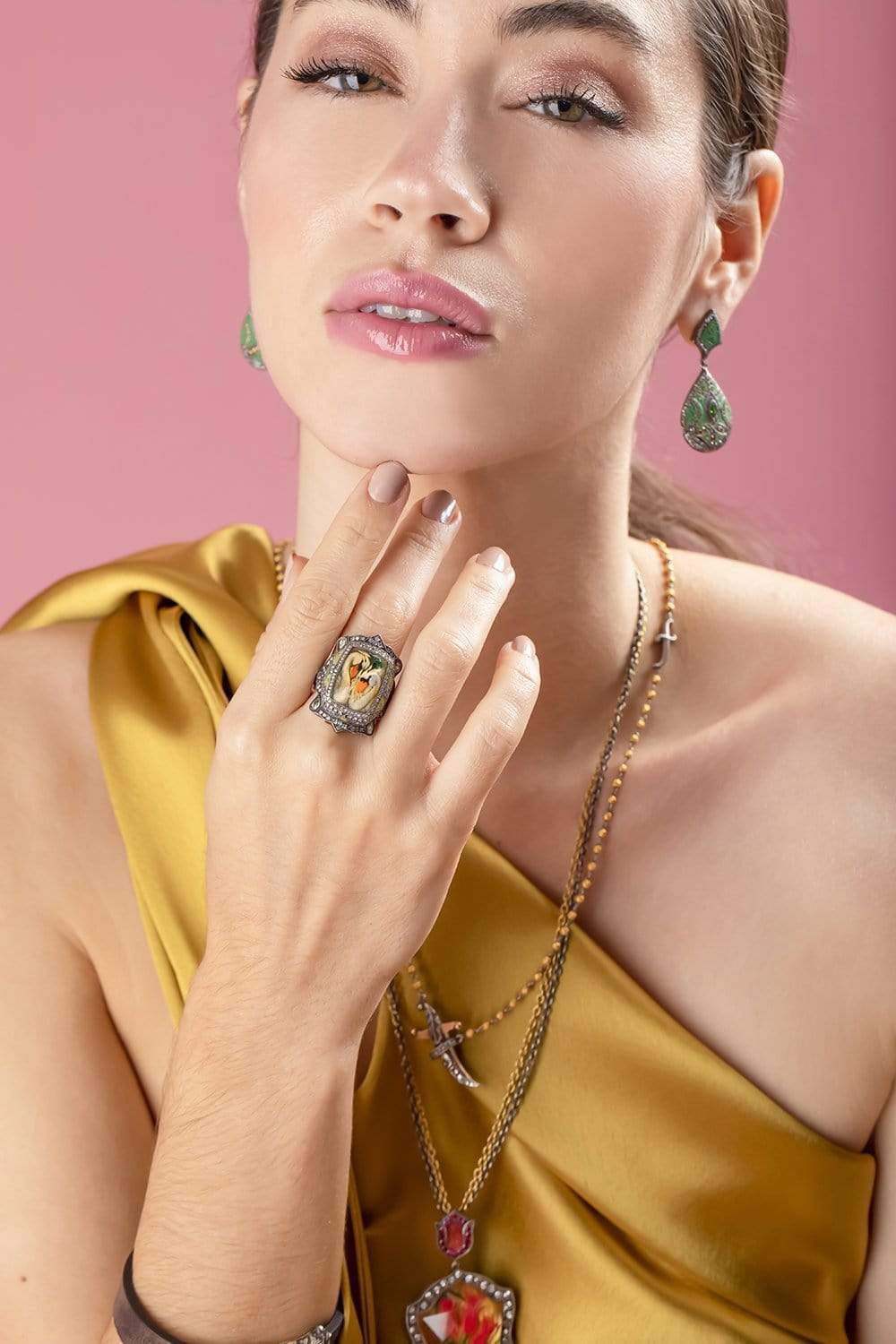 SEVAN BICAKCI-Carved Swans Ring-YELLOW GOLD