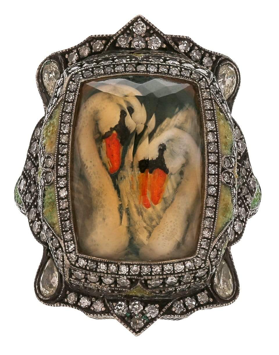 SEVAN BICAKCI-Carved Swans Ring-YELLOW GOLD