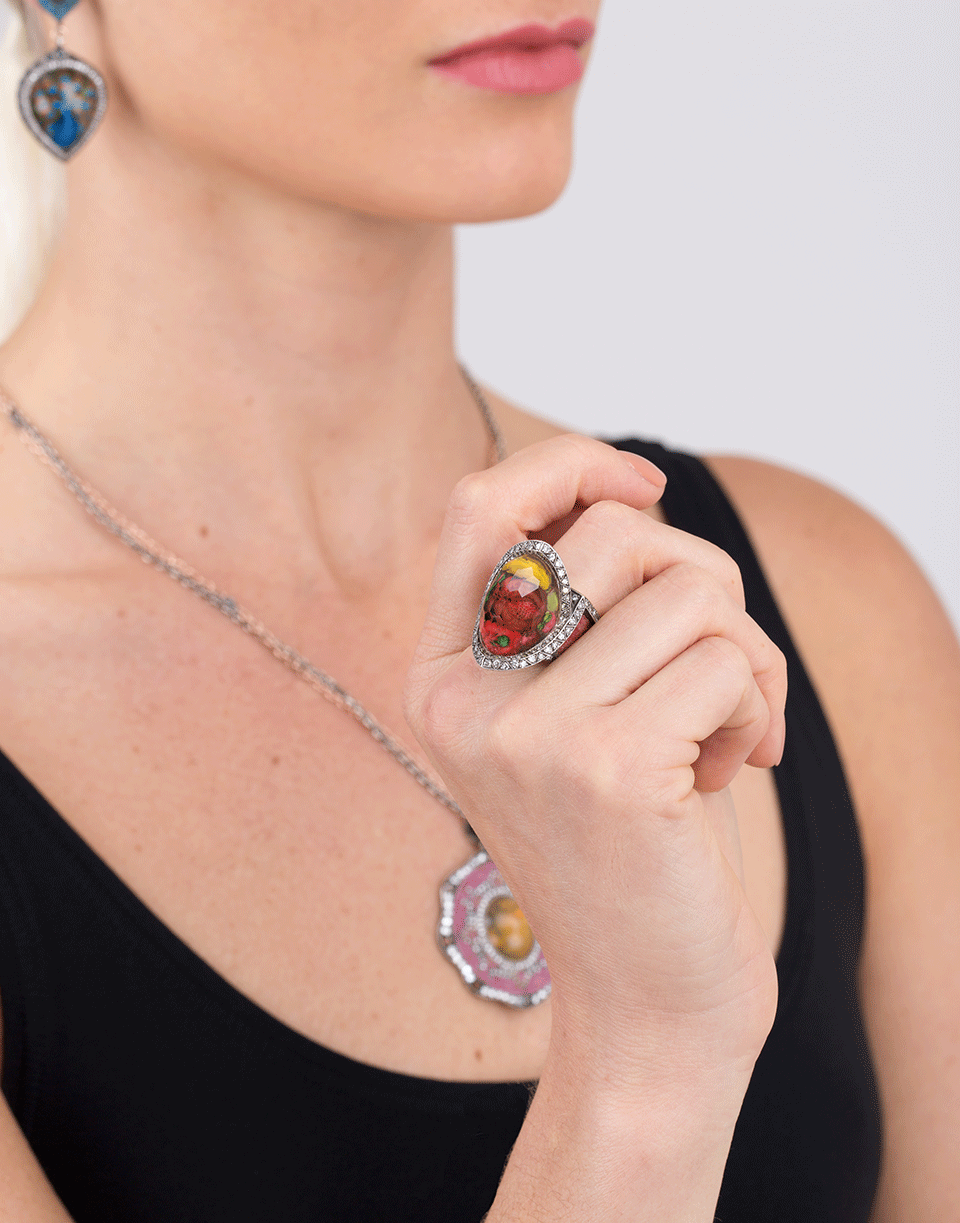 SEVAN BICAKCI-Pomegranate Mosaic Ring-YELLOW GOLD
