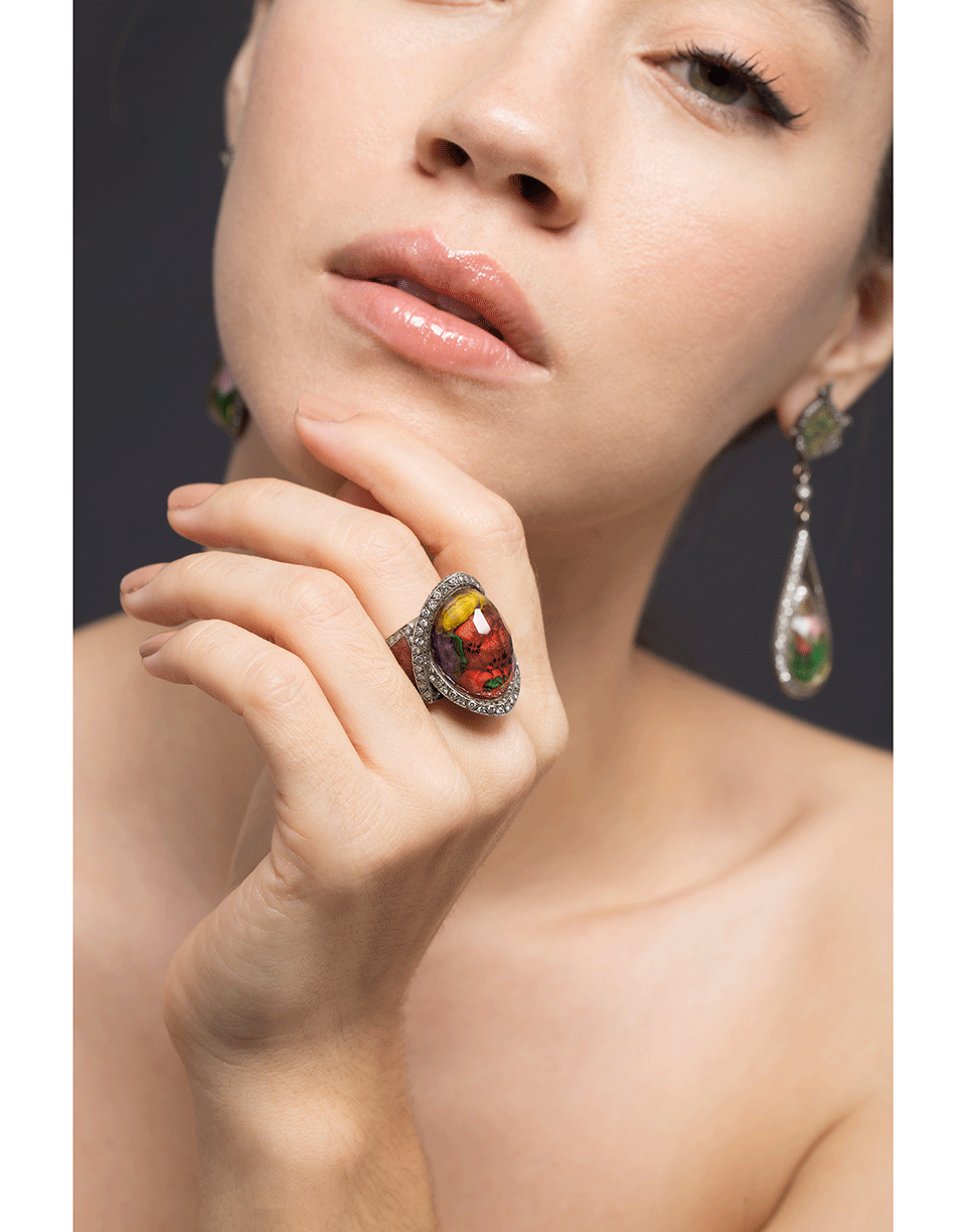 SEVAN BICAKCI-Pomegranate Mosaic Ring-YELLOW GOLD