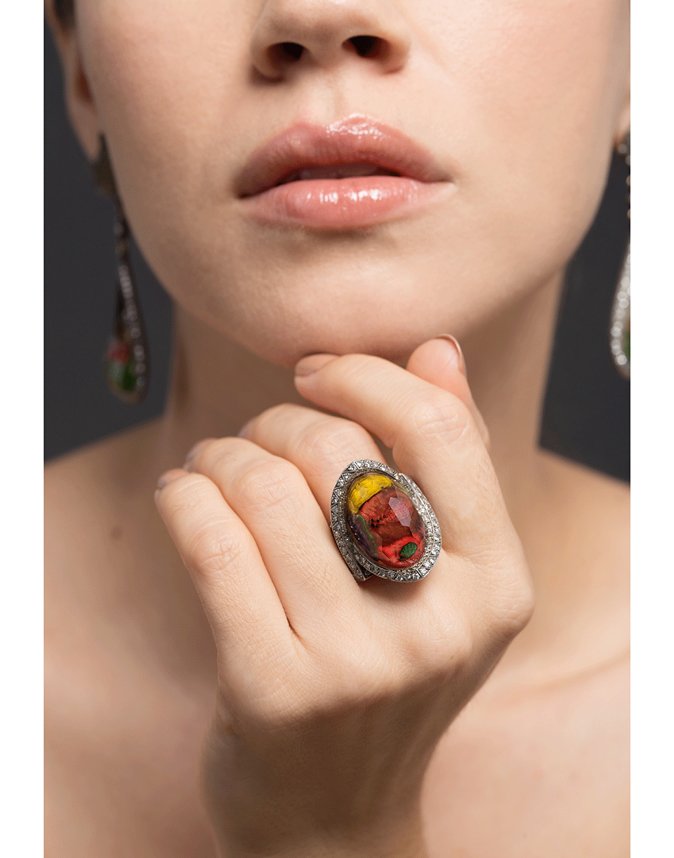 SEVAN BICAKCI-Pomegranate Mosaic Ring-YELLOW GOLD