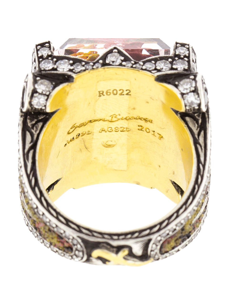 SEVAN BICAKCI-Carved Roses Ruby And Diamond Ring-YELLOW GOLD