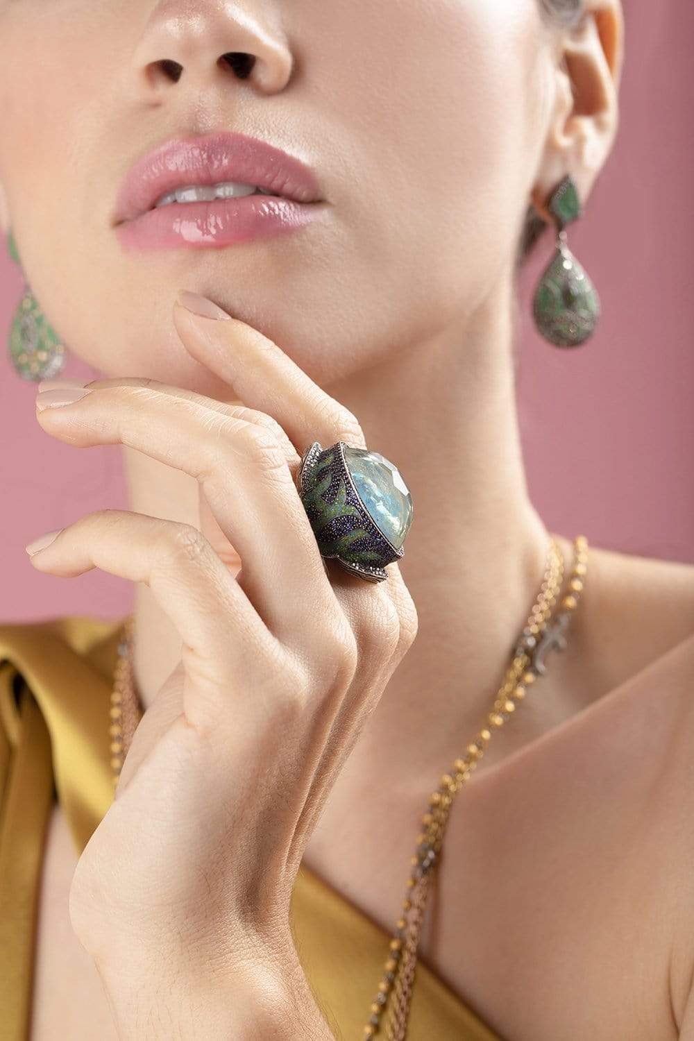 SEVAN BICAKCI-School Of Fish Turquoise Ring-YELLOW GOLD