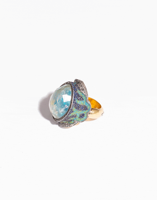 SEVAN BICAKCI-School Of Fish Turquoise Ring-YELLOW GOLD