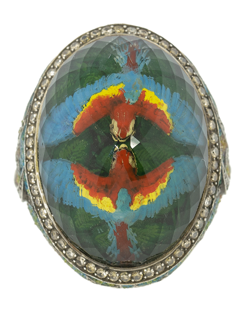 SEVAN BICAKCI-Carved Multi-Color Parrot Ring-YELLOW GOLD