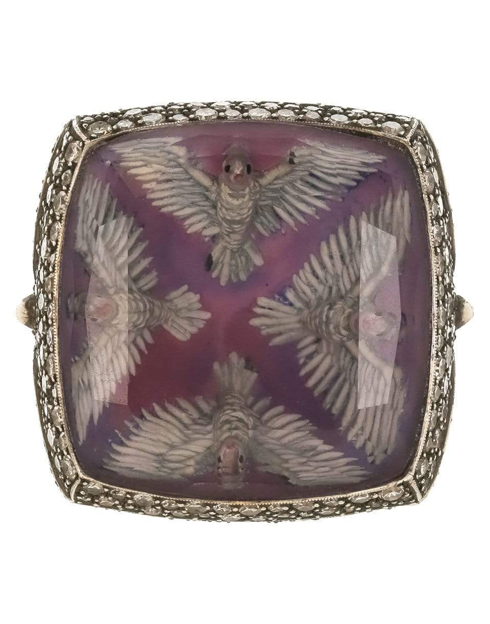 SEVAN BICAKCI-Carved Amethyst Dove Ring-YELLOW GOLD