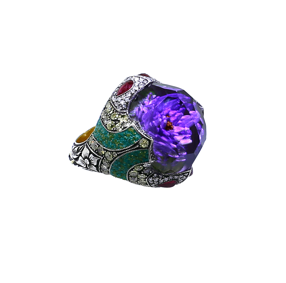 SEVAN BICAKCI-Carved Waterlily Ring-YELLOW GOLD