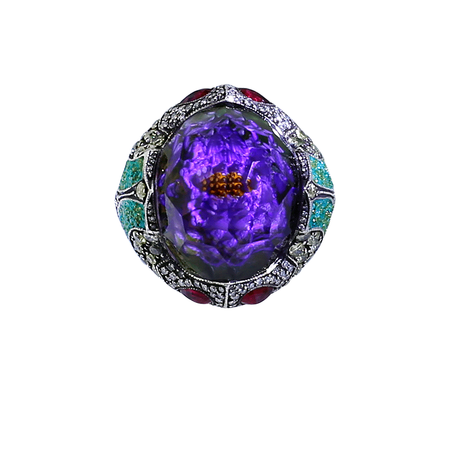 SEVAN BICAKCI-Carved Waterlily Ring-YELLOW GOLD