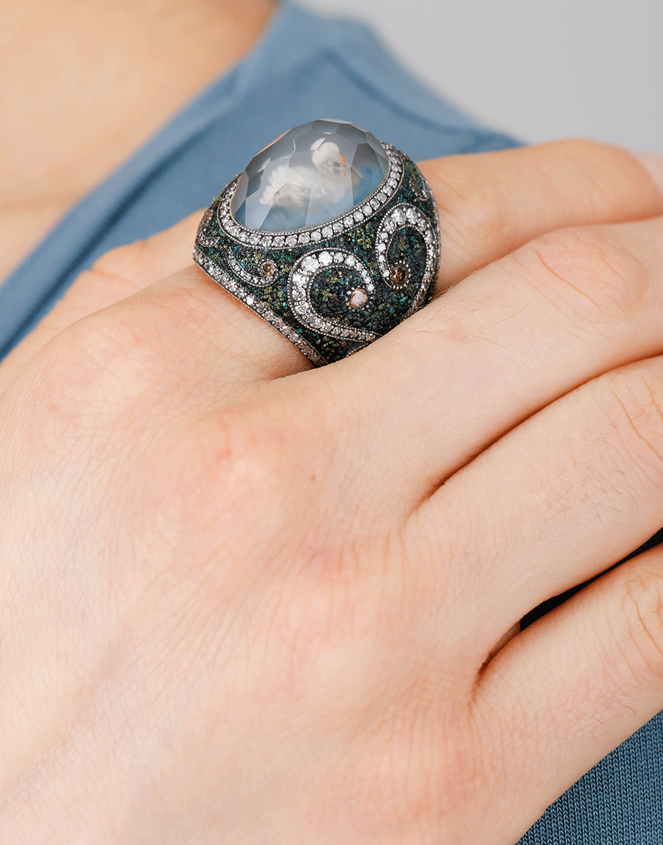 SEVAN BICAKCI-Carved Swan Ring In Moonstone-YELLOW GOLD
