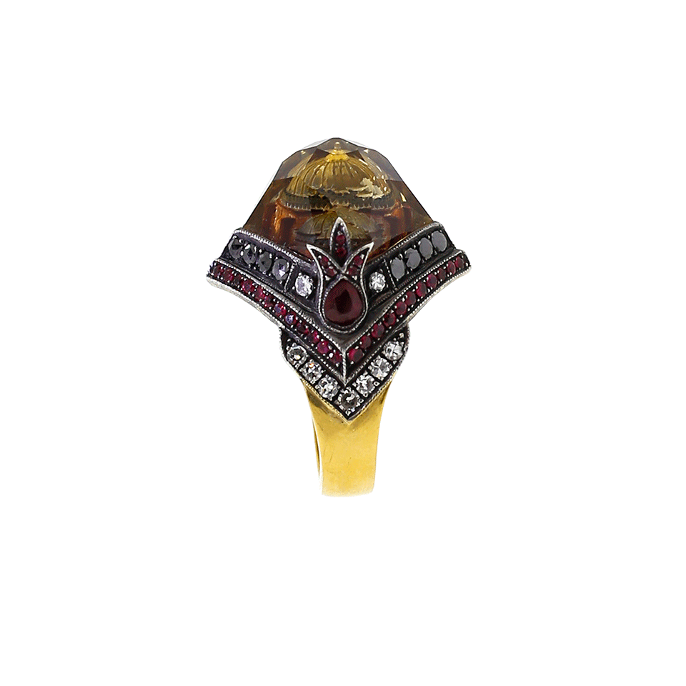 SEVAN BICAKCI-Carved Ottoman Empire Citrine Ring-YELLOW GOLD