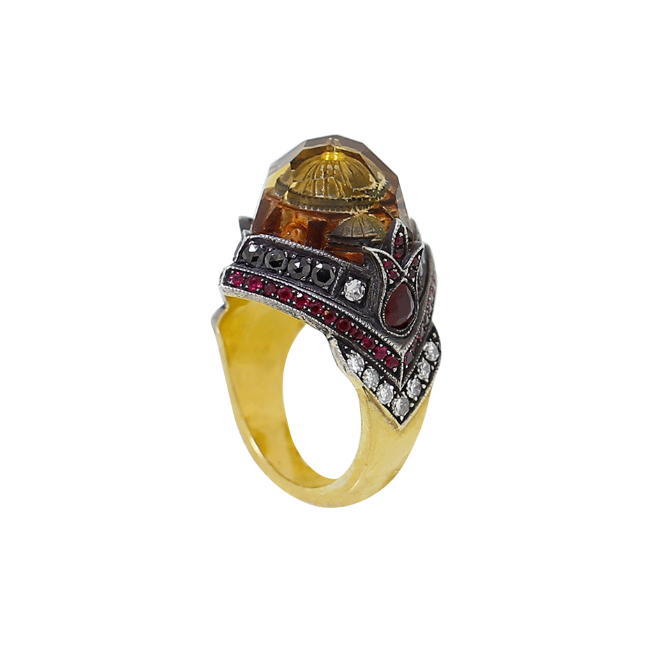 SEVAN BICAKCI-Carved Ottoman Empire Citrine Ring-YELLOW GOLD