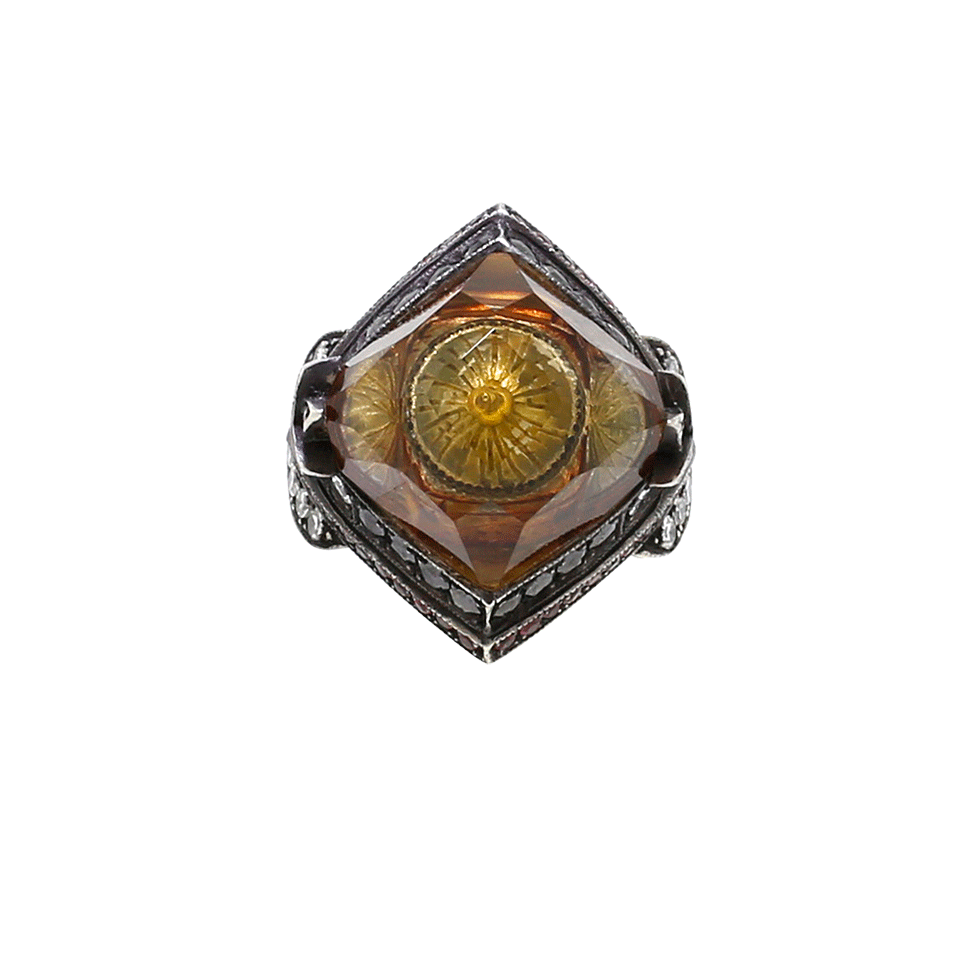 SEVAN BICAKCI-Carved Ottoman Empire Citrine Ring-YELLOW GOLD