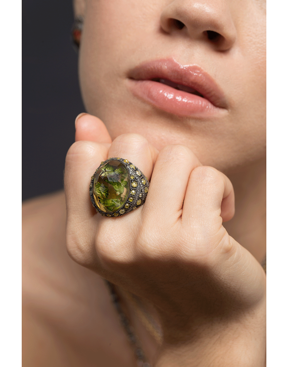 SEVAN BICAKCI-Carved Citrine Intaglio Doves In Flight Ring-YELLOW GOLD